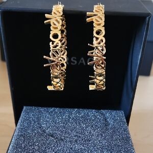 Versace Gold Logo Drop Earrings